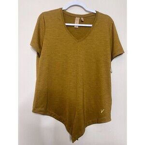 Indyeva Top Womens Large V-Neck Short Sleeve Tie Front Diporto Quick Dry Shirt